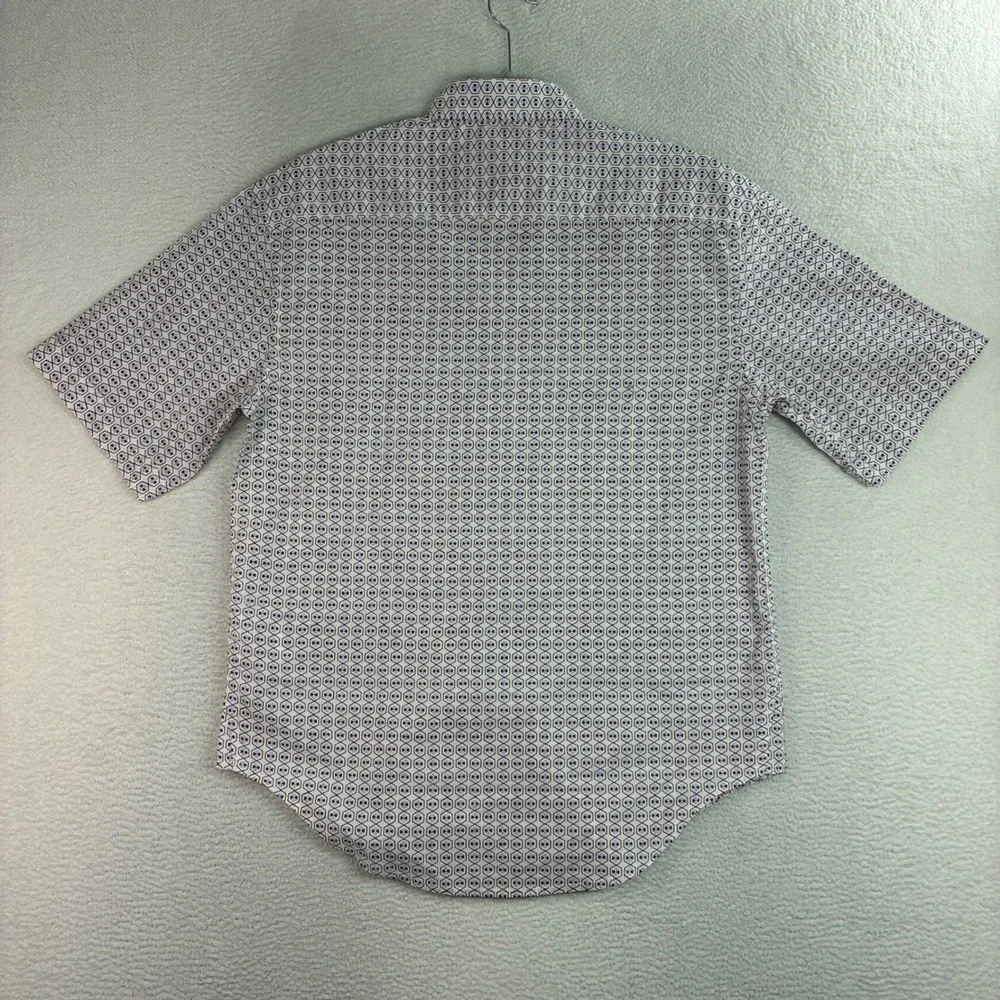 Banana Republic Button Shirt Men XS White AOP Geometric Cotton Relaxed Short NWT